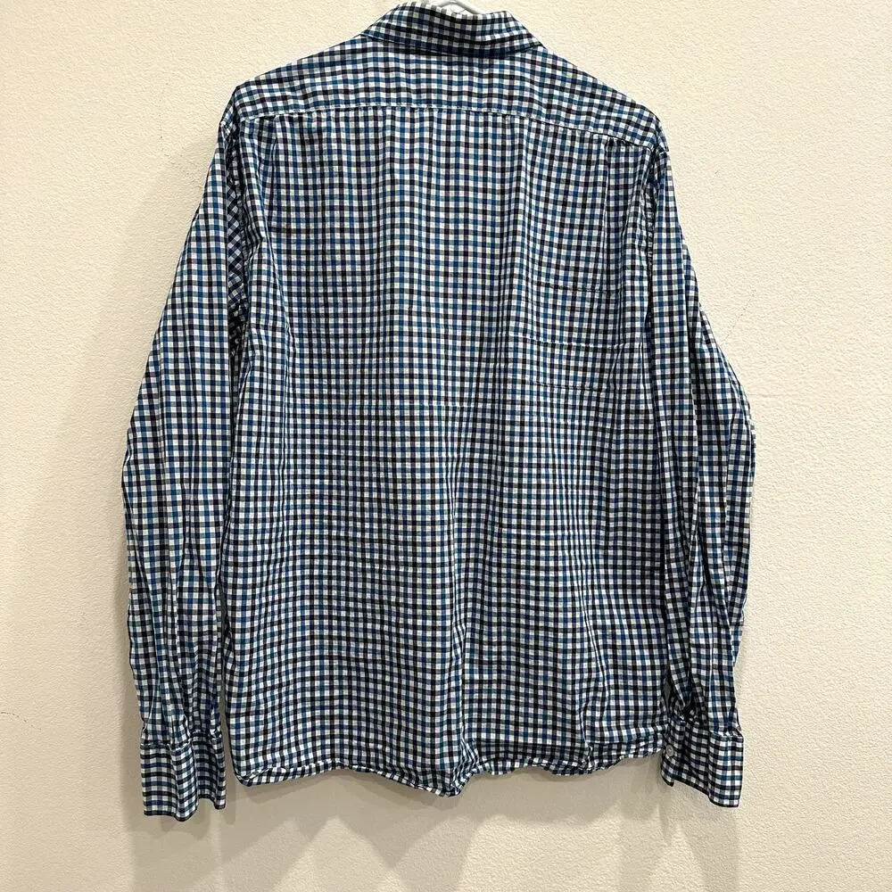 J.Crew Mens XL Blue White Gingham Check Slim Fit Button Down Long Sleeve Cotton